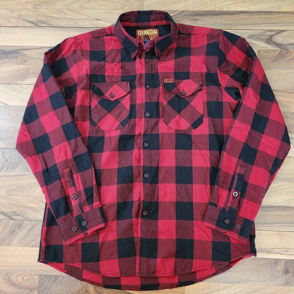 DIXXON Men's Redrum Sz L Flannel Shirt Red Black Plaid Lumberjack - Picture 7 of 13
